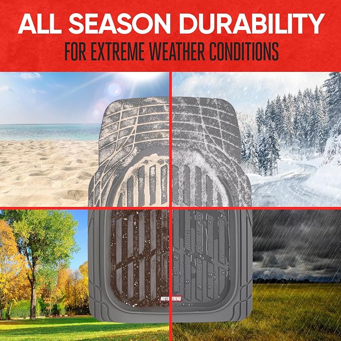 Motor Trend FlexTough™ Deep Dish Contours Rubber Car Floor Mats with Trunk Mat Cargo Liner, Front & Rear Combo Set fits Most Car SUV Van Coupe Sedan, Heavy Duty All Weather Trim to Fit