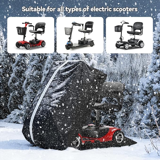 Upgraded Mobility Scooter Storage Cover, Heavy Duty 600D Oxford Fabric Electric Wheelchair Cover with Reflective Strips, L 49“ x W 23” x H 41", Use for Mobility Wheelchairs