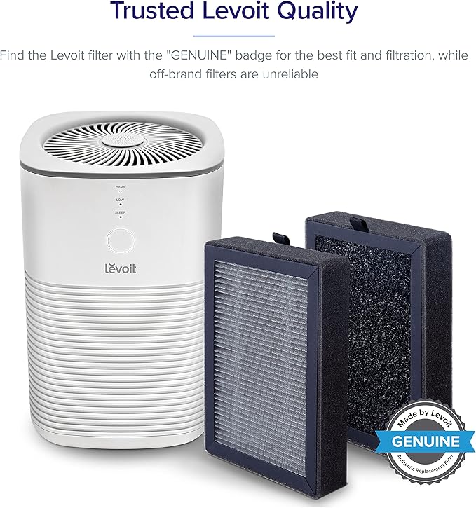 LEVOIT Air Purifiers for Home Large Room Up to 1980 Ft² in 1 Hr With Air Quality & LV-H128 Air Purifier Replacement, 3-in-1 Pre-Filter, Capture Dust Smoke Pollen, Activated Car