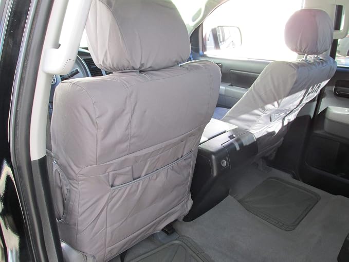 Durafit Seat Covers, T967-C8 Made to fit 2007-2013 Tundra and Sequoia Front Bucket Seat Covers in Gray Waterproof Endura with Adjustable Headrests and Side Impact Airbags