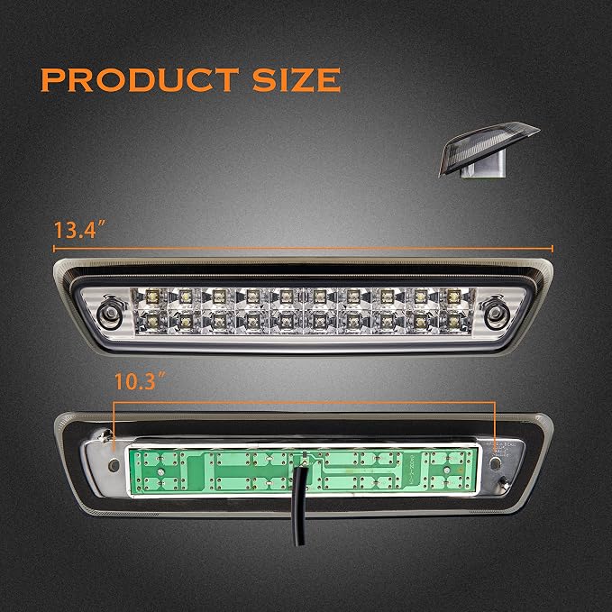 Third 3rd Brake Light, LED High Mount Stop Light for 2009-2014 Ford F150, 10-14 Lincoln Mark LT, Rear Center Cab Roof Tail Cargo Lamp, DOES NOT FIT SVT Raptor & Models with Hill Descent Control