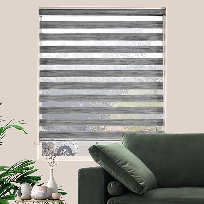 Zebra Blinds Window Blind Zebra Shade Blinds for Windows Roller Sheer Shades Privacy Light Filtering Shades for Home Kitchen Bathroom (Width 67'' X Height 72'' Grey)