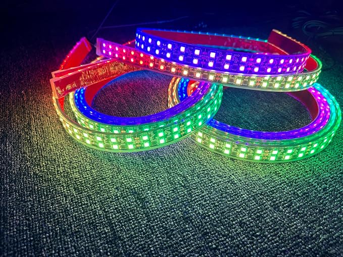 3PCS 4FT Double Row Dynamic Symphony RGB Chasing Light Strips, Flow Series Bluetooth App Accent Light Kit, IP68 Waterproof Wheel Hood Grille Underbody Lights Fit for Polaris Slingshot Car Truck