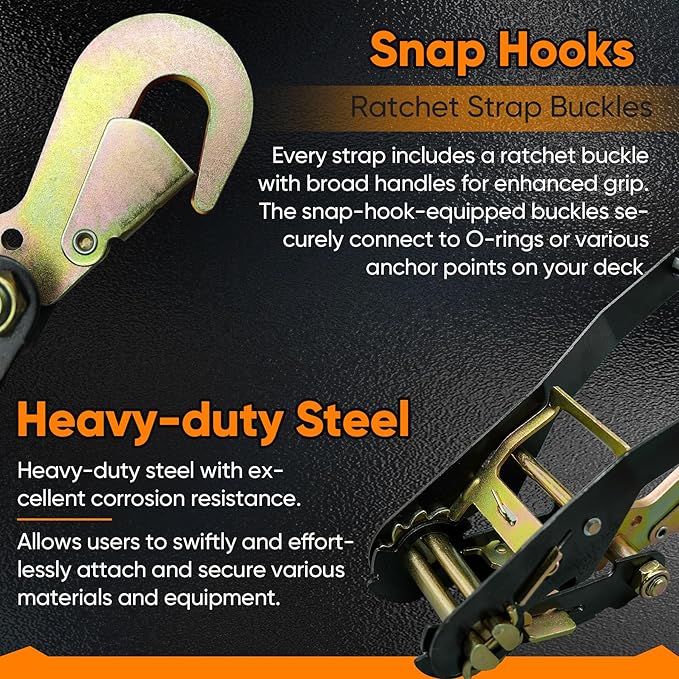 4 Pack Car Tie Down Straps for Trailers - 2" x 96" - 9900LBS Break Strength - Tire Ratchet Strap with Snap Hooks - Adjustable Wheel Straps for Hauling UTV, SUV, Truck, Any Cars