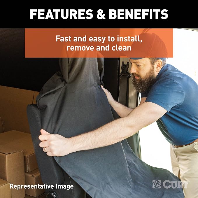 CURT 18520 Seat Defender 58-Inch x 63-Inch Grey Waterproof Universal Extra-Large Bench Truck Seat Cover Protector