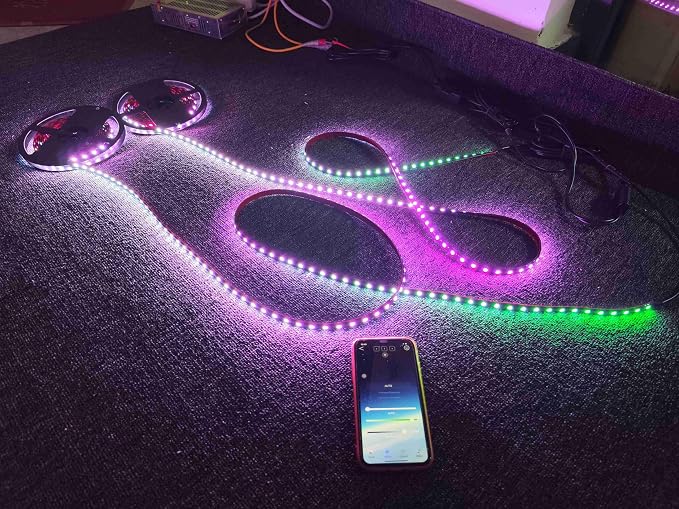 2PCS 2FT Rolls RGB Dream Color Chasing Flow Breath Strobe LEDs Tinted Full Black Out PCB Smoked Light Strips Bluetooth Remote Ctrl for Car Truck Slingshot
