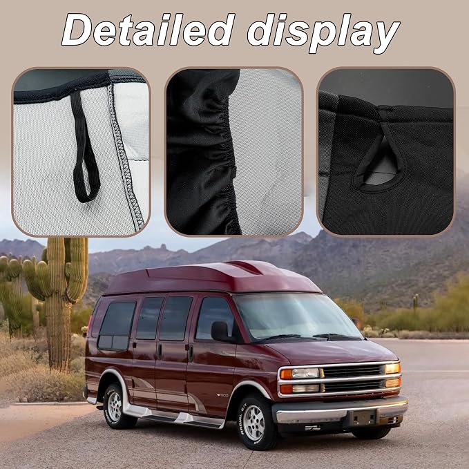 ESMING Front Heavy-Duty Oxford Fabric Seat Covers for Chevy Express 1996-2025 Front Bucket Seats Waterproof and Wear-Resistant, Easy to Install - Gray