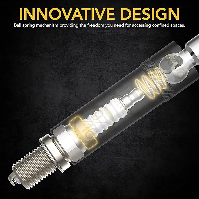 LEXIVON 9/16-Inch Spark Plug Swivel Socket, 3/8" Drive x 6" Total Length | Enhanced Magnetic Design with Thin Wall Socket, Cr-v Steel (LX-SSPS9166)