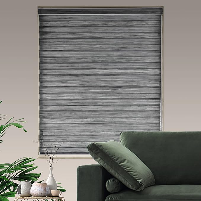 Zebra Blinds Window Blind Zebra Shade Blinds for Windows Roller Sheer Shades Privacy Light Filtering Shades for Home Kitchen Bathroom (Width 56'' X Height 72'' Grey)