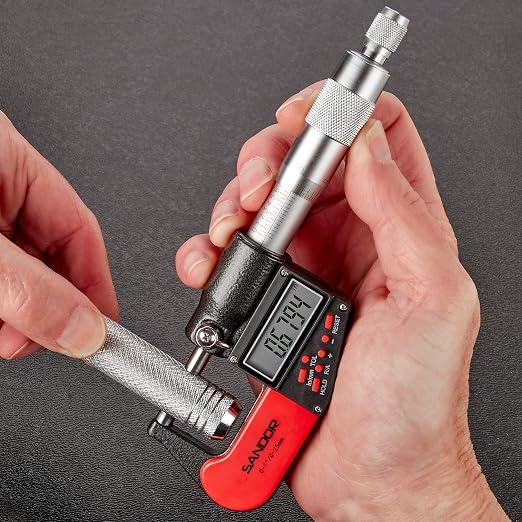 Professional Digital Outside Micrometer with Carbide Tip 0-1"/0-25mm Measuring Range - 0.00005" / 0.001mm Accuracy with Ratchet Stop and Protective Case - Precision Machinist Workshop Automotive Tool