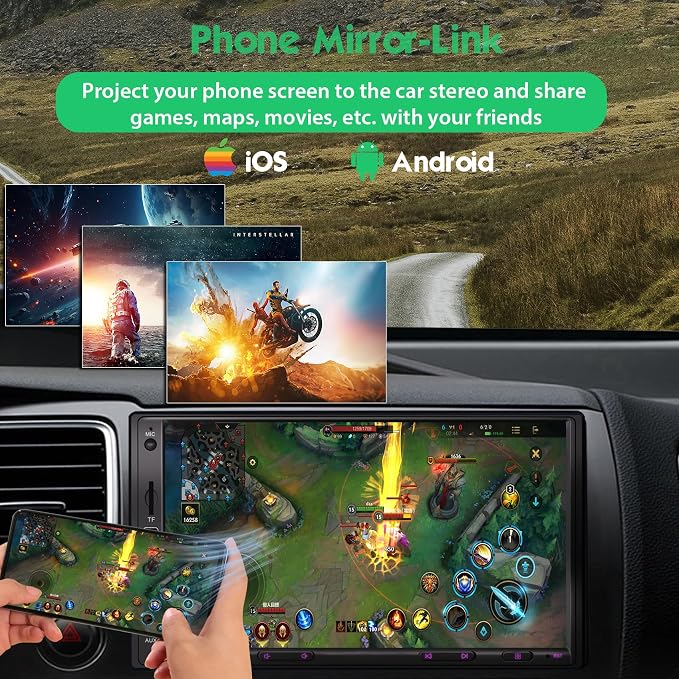 [Upgraded DSP & Hi-Fi Sound] 7'' Double Din Car Stereo, Wireless Apple CarPlay & Android Auto, 240W Peak Power Audio, 7 Inch HD Touchscreen, Bluetooth, Backup Camera, Pro Equalizer Sound Tuning