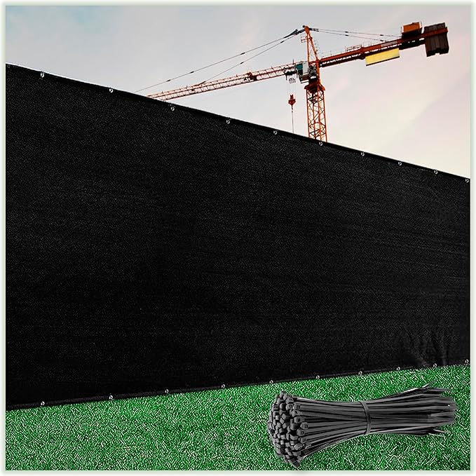 ColourTree Customized Size Fence Screen Privacy Screen Black 4' x 136' - Commercial Grade 170 GSM - Heavy Duty - 3 Years Warranty - Cable Zip Ties Included