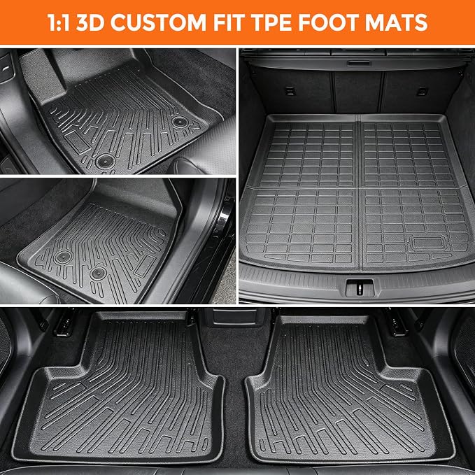 Floor Mats for Chevrolet Chevy Volt Gas & PHEV 2016-2019, Heavy Duty TPE All Weather Protection, Waterproof Non-Slip Black Car Liners (Two-Row Floor Mats & Cargo Liner)