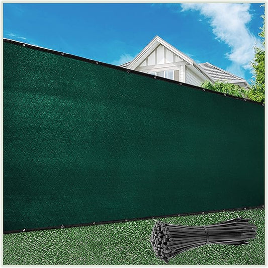 ColourTree 6' x 50' Green Fence Privacy Screen Windscreen Cover Fabric Shade Tarp Netting Mesh Cloth - Commercial Grade 170 GSM - Cable Zip Ties Included - We Make Custom Size