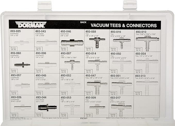 Dorman 030-496 115 Piece 23 SKU Vacuum Tees/Connectors General Maintenance Tech Tray, 115 Piece Universal Fit