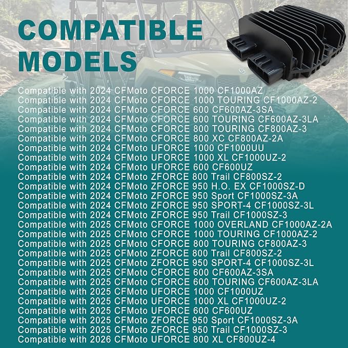 QYMOTO 0800-177000-30000 and 9DSV-151000-4000 Voltage Regulator Rectifier Compatible with CFMOTO Zforce 950 ZFORCE 800 TRAIL,UFORCE 600 1000,CFORCE 600 800 1000(2020+)