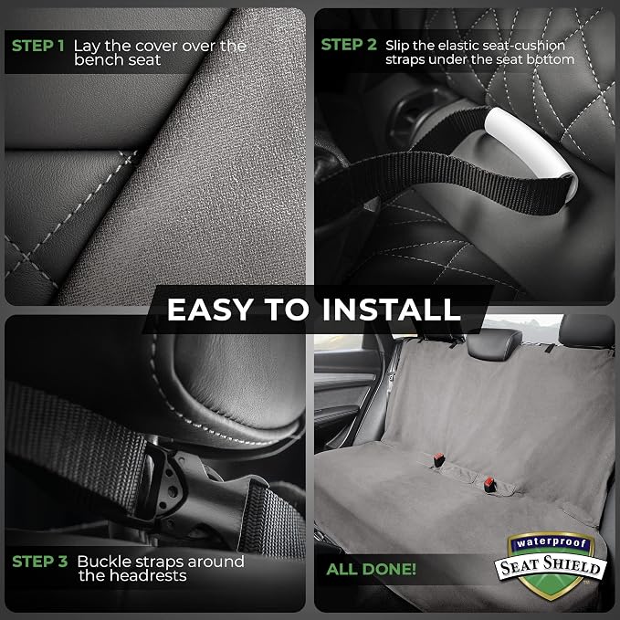 EliteSport Front Seat Cover and Backseat Cover - Gray Washable Car Seat Towel and Back Seat Protector for All Vehicles - Universal Car Seat Protectors from Sweat, Food, Dirt