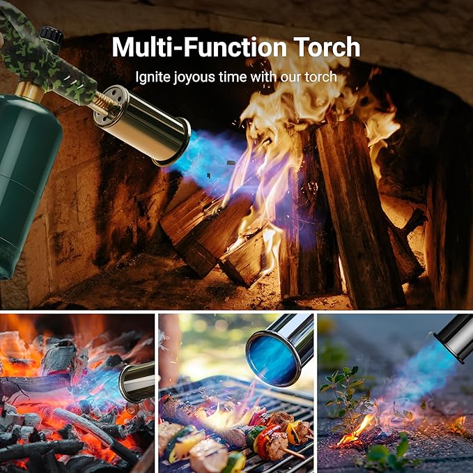 ThermoMaven Propane Torch Lighter, Cooking Torch Gun, Charcoal Lighter, Flame Thrower Adjustable Kitchen Food Torch Head, Blow Torch for Grill, Sous Vide, BBQ, Gas Welding Kit (Gas Tank Not Included)