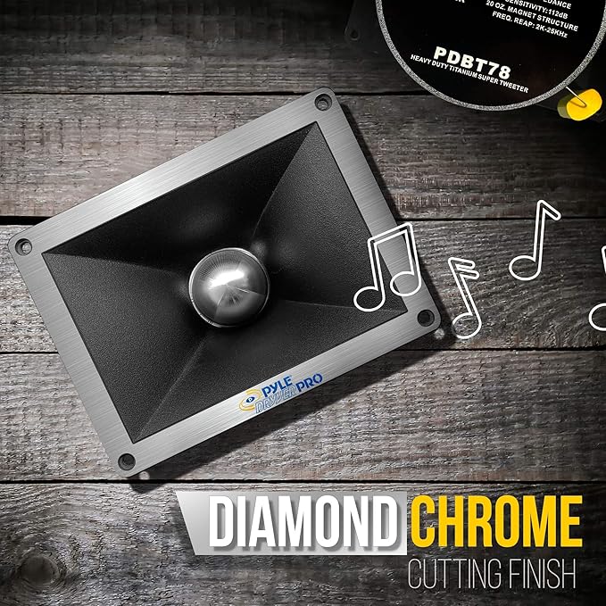 Pyle 2 Inch Car Speaker Tweeter - Heavy Duty 700 Watt High Power Super Titanium Audio Tweeter System w/ Die Cast Aluminum Frame, 2kHz-25 kHz Frequency, 112 dB, 4-8 Ohm, Crossover Capacitor PDBT78