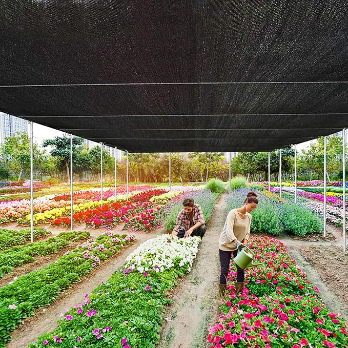 QLOFEI 18x18 FT Shade Cloth for Garden, 80-90% Sunblock Neting Cover with Grommets, Sun Screens for Patio Plants Greenhouse, Shade Cloth for Kennel Chicken Coop Pergola Outdoor