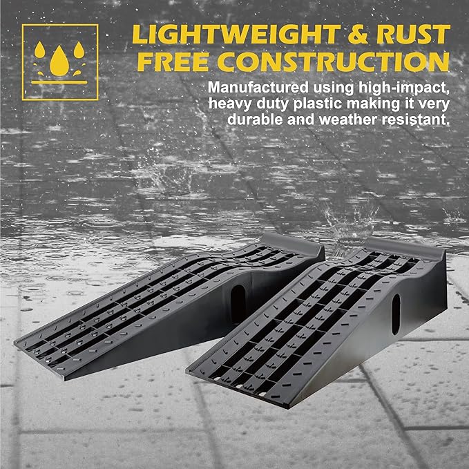 MaxxHaul 50515 6.25" Lift Car Ramps, 2-Pack – 13,000lb GVW, Deep Grooved Surface for Stable Tire Placement, Heavy-Duty, Black