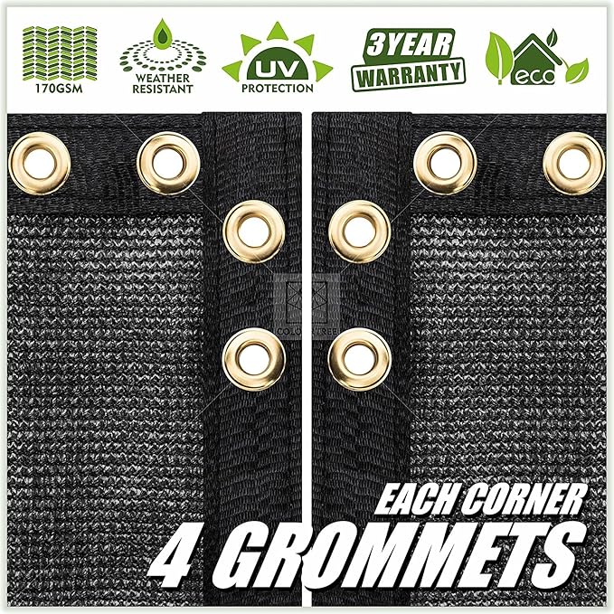 ColourTree Customized Size 6' x 21' Black Fence Screen Privacy Screen - Commercial Grade 170 GSM - Heavy Duty - 3 Years Warranty - Cable Zip Ties Included