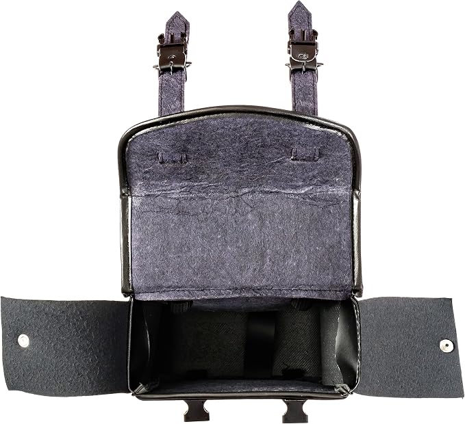 Motorcycle Sissy Bar Black Synthetic Leather Bag 3 Point Heavy Duty Mounts with Quick Release Front Buckles, Universal Fit for Sissy Bars or Forks