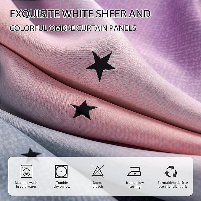 XiDi Curtains for Girls Bedroom Kids Room Unicorn Princess Theme Home Decor 72 inches Length Grey/Pink/Purple, W52 X L72 2 Panels