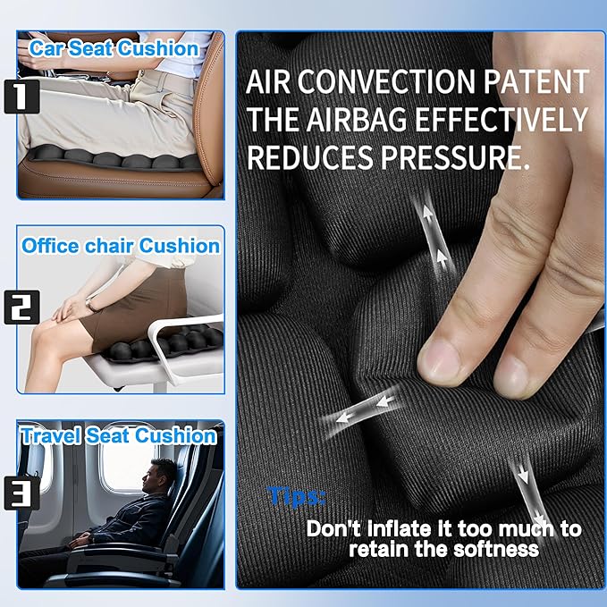 Sondor Travel Cushion,Portable & Adjustable Airplane seat Cushion for Long Flights,Inflatable Cushion for Wheelchair, Travel,Driving