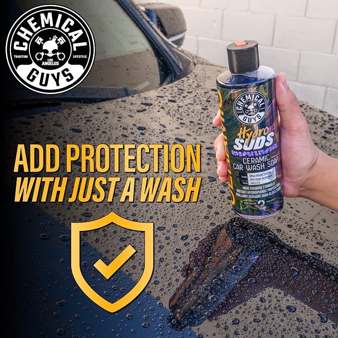 Chemical Guys HydroSuds Ceramic Car Wash Soap and HydroView Ceramic Glass Cleaner & Coating Bundle (2-16 oz Bottles)