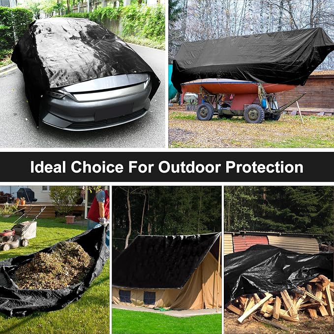 Tarp 12x16FT, 10 Mil, Heavy Duty Waterproof Tarps with Grommets Every 23.6", 420D Thick Plastic Tarp, UV Resistant, Tear & Fade Resistant, Reinforced Edges for Outdoor Pool, Camp, Tent