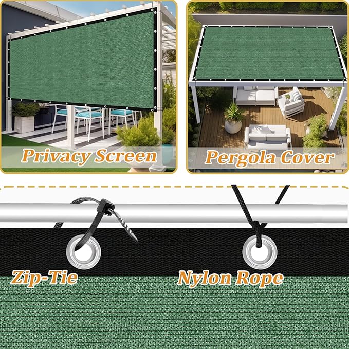 Shade&Beyond Customized Size 10' X 20' Shade Cloth with Grommets, 90% UV Protection UV Protection Mesh Tarp Sun Screens for Patio GN04, Green