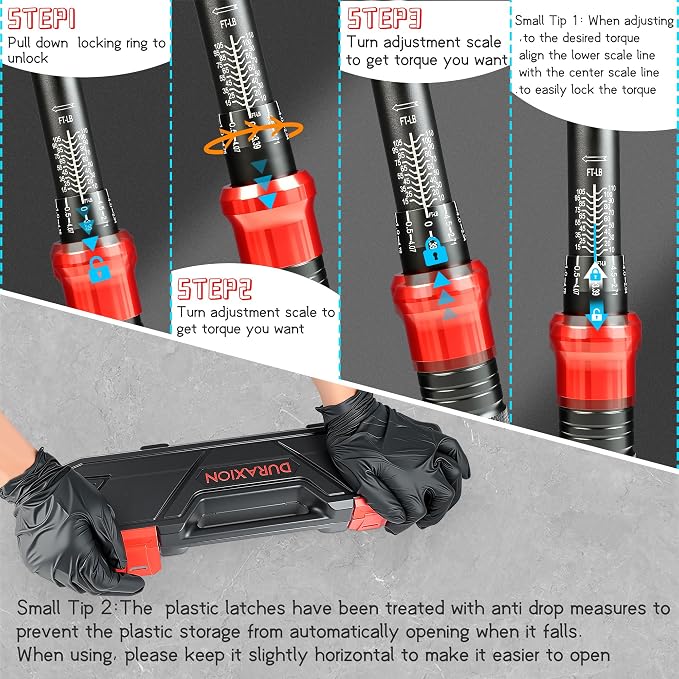 3/8-Inch Drive Torque Wrench 10-110ft.lb/13.56-149.14Nm, ±3% Precision Dual Direction Torque Wrenches with 72-Tooth Dual Range Scales with Ft.Lbs and N.m