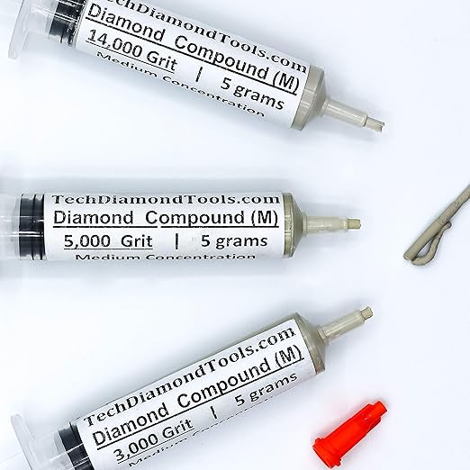 TechDiamondTools Kit of 3 Diamond Polishing Compound Polishing Paste USA Made 3000 5000 14000 Grit for Marble Glass Metal Rock Jewelry Resin Silver Gemstone with 25% of Diamond Powder