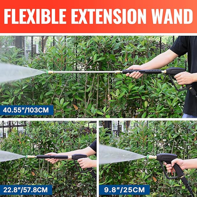 YAMATIC Pressure Washer Gun and Wand with 5 Spray Nozzles, M22-14mm & M22-15mm Fitting Replacement for Ryobi, Karcher, Greenworks, Craftsman, Troy bilt Power Washers, 4000 PSI