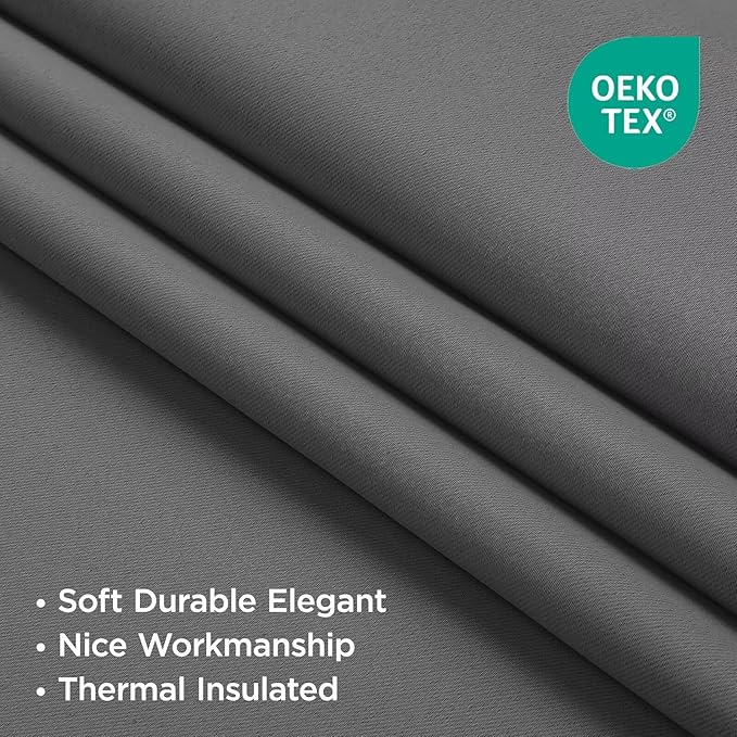 Joydeco 90 Inch Blackout Curtains for Bedroom, Thermal Insulated Black Out Curtains 2 Panels Set, Room Darkening Drapes for Living Room Window Rod Pocket Back Tab (W52 x L90 Inch, Light Grey)
