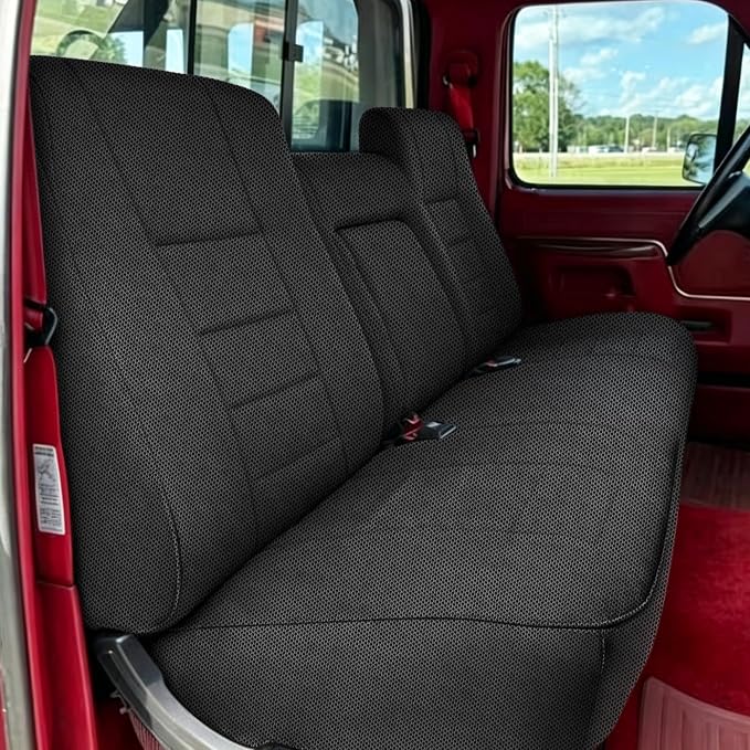 Custom Bench Seat Covers for Ford F150 1987 1988 1989 1990 1991 Heavy Duty Cloth Protector Interior Accessories，Waterproof & Machine Washable - Black