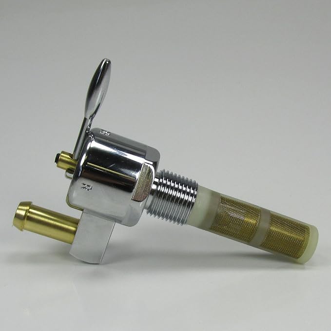 Chrome Harley 3/8" NPT HI-FLOW Petcock STRAIGHT "Downward" Facing Fuel Outlet Valve - Fits 3/8" ID Fuel Hose - Replaces HD Pt# 62125-55B on PRE-1975 Harley FL FX XL Models - Motorcycle Chopper Bobber