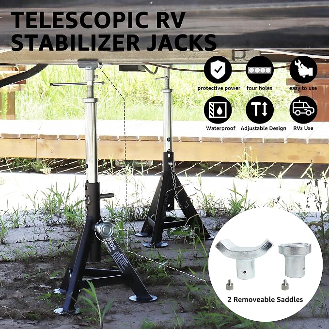 BESTOOL RV Supports Stabilizer Jacks, Travel Trailer Stabilizer Jacks Camper Jack Stands from 17.3" to 30." 1 Pair Capacity 12000 lbs, 2 Pack