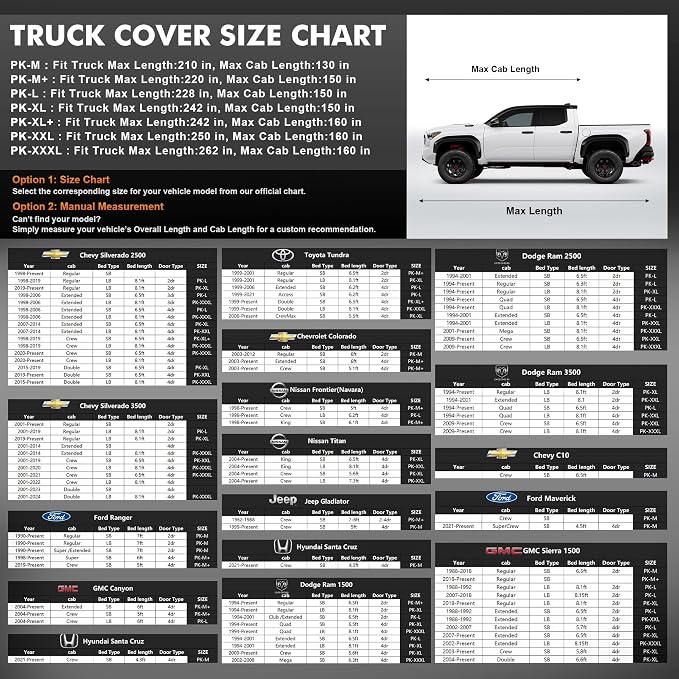 Car Cover Waterproof All-Weather,Heavy-Duty Outdoor Full Exterior Automobiles Snow Cover for Truck Cover with Camper Shell Topper 242-262 inch,with Windshield Sun Shade,Towel&Storage Bag
