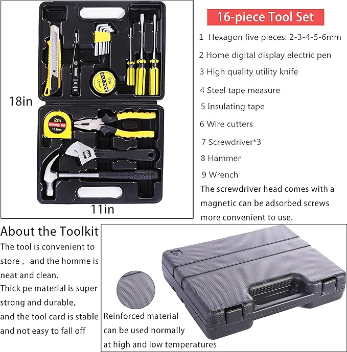 HAIPHAIK Car Emergency Kit,Emergency Roadside Kit for Car,Car Accessories for Women or Men,Car Safety Kit with Jumper Cables 11.8 FT,Tow Strap,Folding Survival Shovel,Roadside Emergency Kit