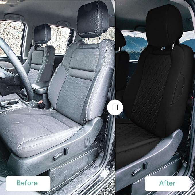 FH Group Custom Fit Car Seat Covers Specifically Made for 2022-2026 Nissan Frontier, Front Set Black Ultraflex Neoprene Waterproof Automotive Seat Covers for Pickup Truck, Nissan Accessories