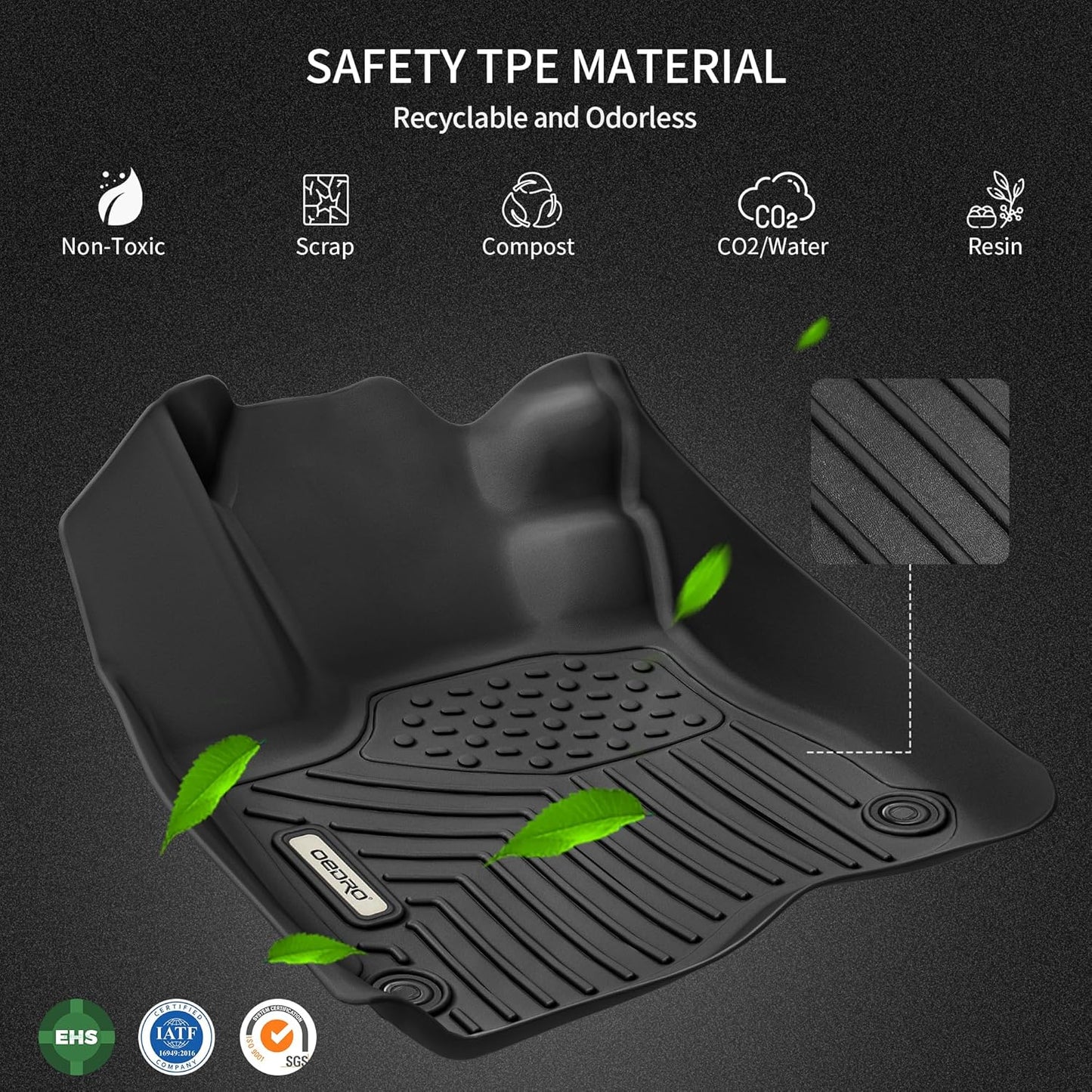 OEDRO All-Weather Floor Mats Fit for 2017-2025 Mazda CX-5, Unique Black TPE Mazda CX-5 Floor Liners, 1st and 2nd Row: Front, Rear, Full Set Liners