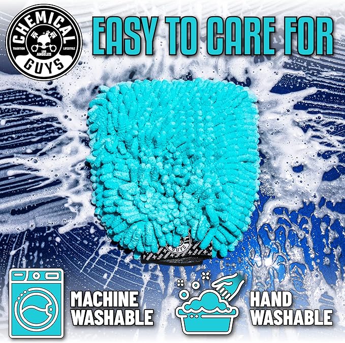 Chemical Guys Teal X-Large Noodles Mitt 2 Pack - Ultra Plush Scratch-Free Wash Mitt with Maximum Foam Coverage for All Vehicle Surfaces (MIC51302)