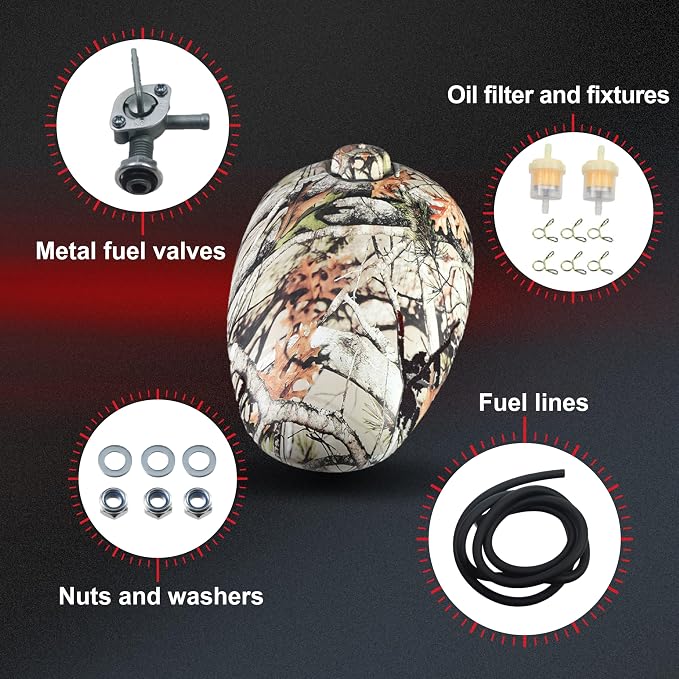 Gas Fuel Tank fit for Coleman CT200U-EX for Axis M200 for Hisun HS200-3 & 196cc Mini Bikes 5.5L capacity with Maple Leaf Pattern
