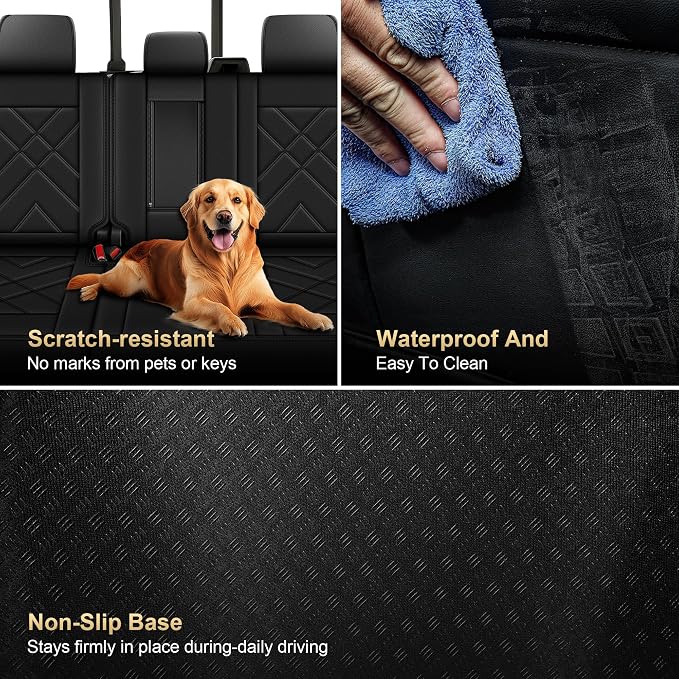 TTX for Ford F150 2009-2024 2025 2026 Seat Covers & F250 F350 F450 2017-2026 Seat Cushion Cover with Faux Leather(Full Set,Black)