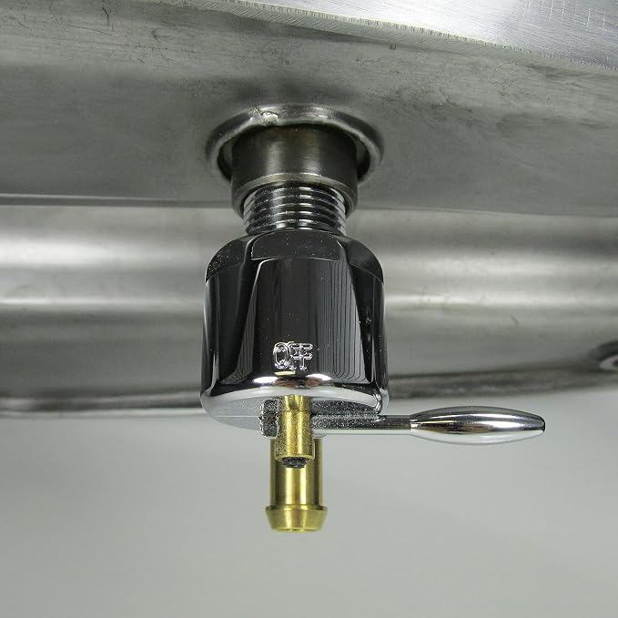 Chrome Harley 3/8" NPT HI-FLOW Petcock STRAIGHT "Downward" Facing Fuel Outlet Valve - Fits 3/8" ID Fuel Hose - Replaces HD Pt# 62125-55B on PRE-1975 Harley FL FX XL Models - Motorcycle Chopper Bobber
