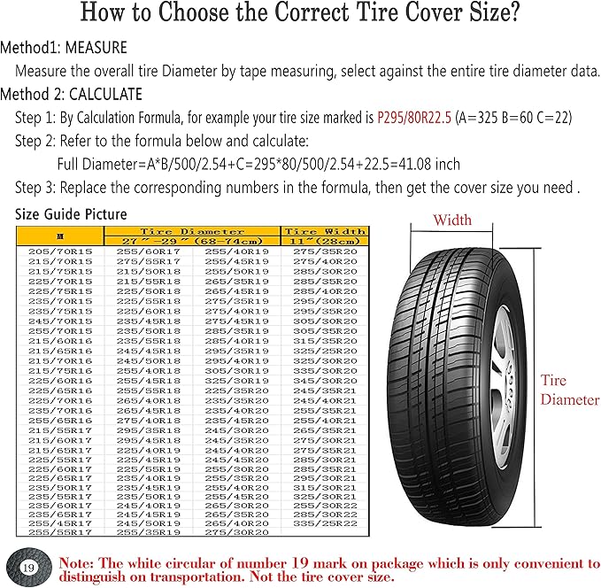 MOONET Tire Covers for RV Wheel (2 Pack Black), Oxford Waterproof UV Sun Protectors for Motorhome Boat Trailer Camper Van SUV, D74cm x H28cm for Diameter 27"-29"