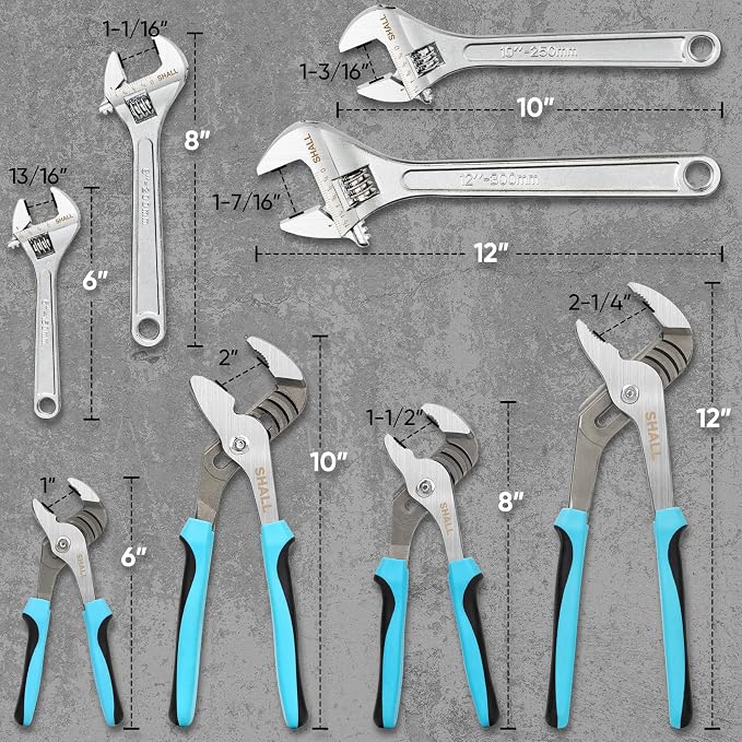 SHALL Groove Joint Pliers & Wrench Set