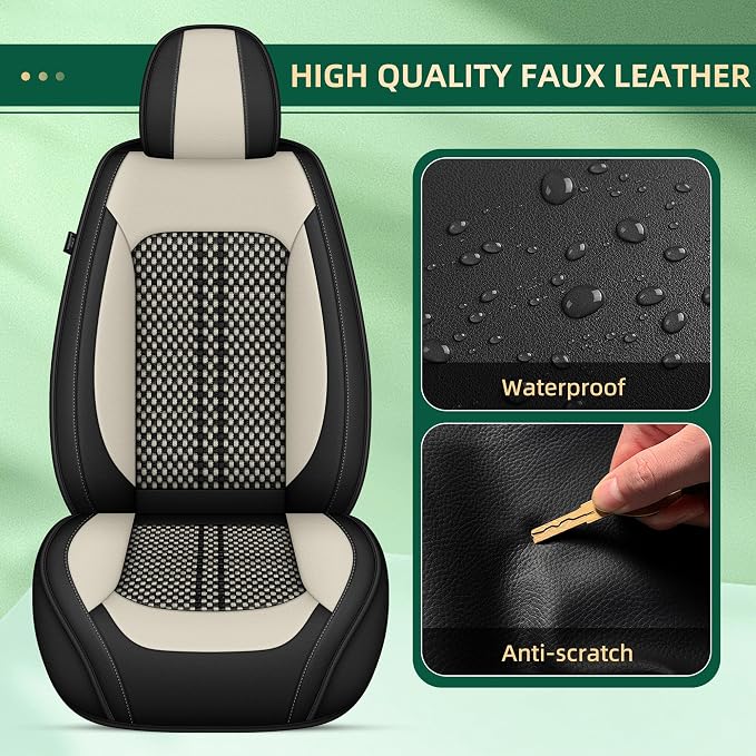 Fit for Ford Flex 2011-2019 5 Seats Full Set Black Ice Silk Seat Covers (5 Seat, Black&White)
